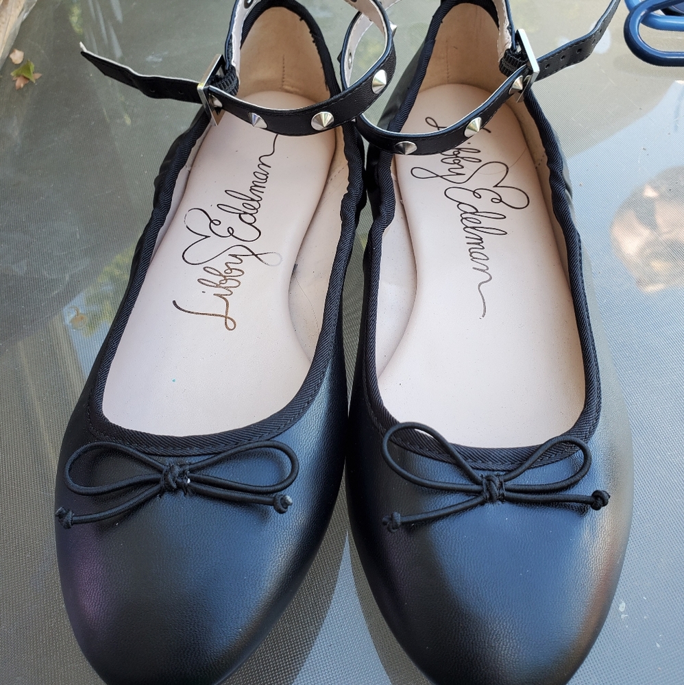 Libby Edelman flats with ankle strap studs 9